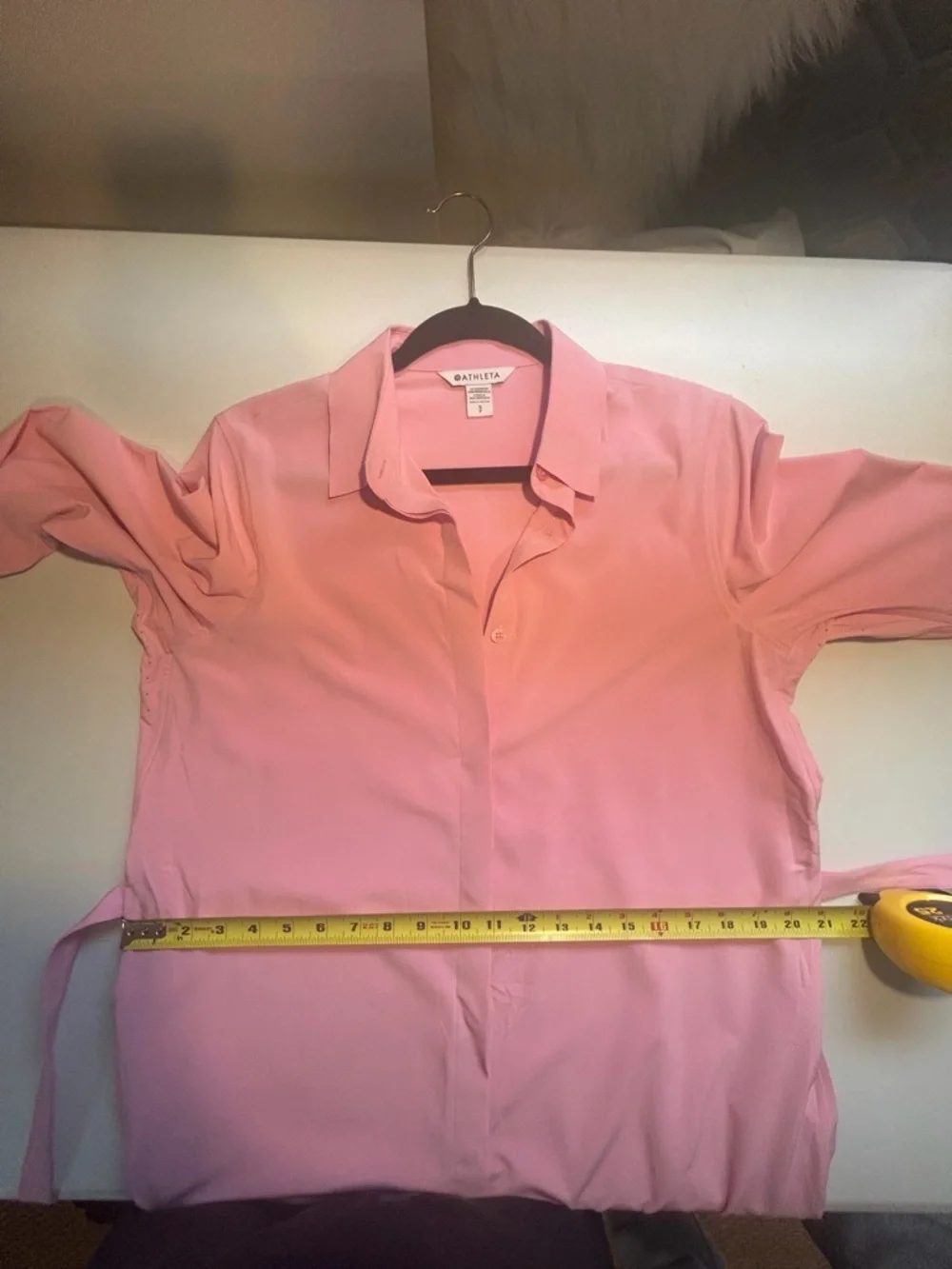 Athleta Urbanite Pink Shirt Dress Long Sleeve Midi Size Small Summer Athleisure - Picture 12 of 13